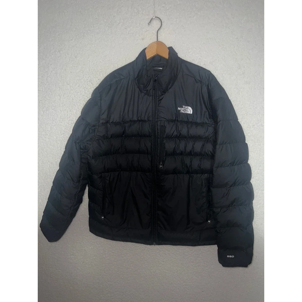 The North Face 550 Down Puffer Jacket Mens XL‎ Black Full Zip Quilted Coat